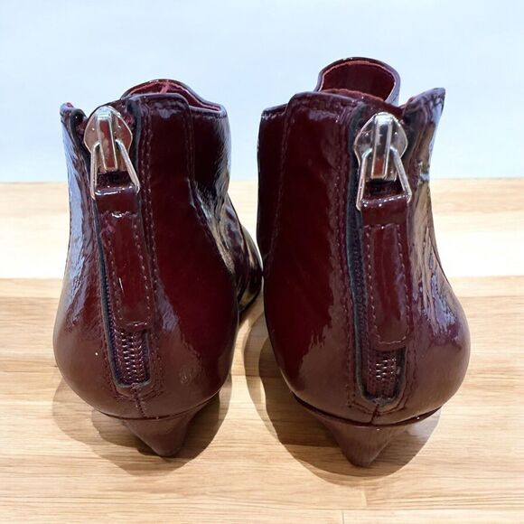 Nine West Burgundy Wine Patent Leather Booties Size 7.5 - Picture 5 of 7